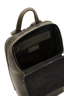 Men's Khaki Leather Backpack | Derimod