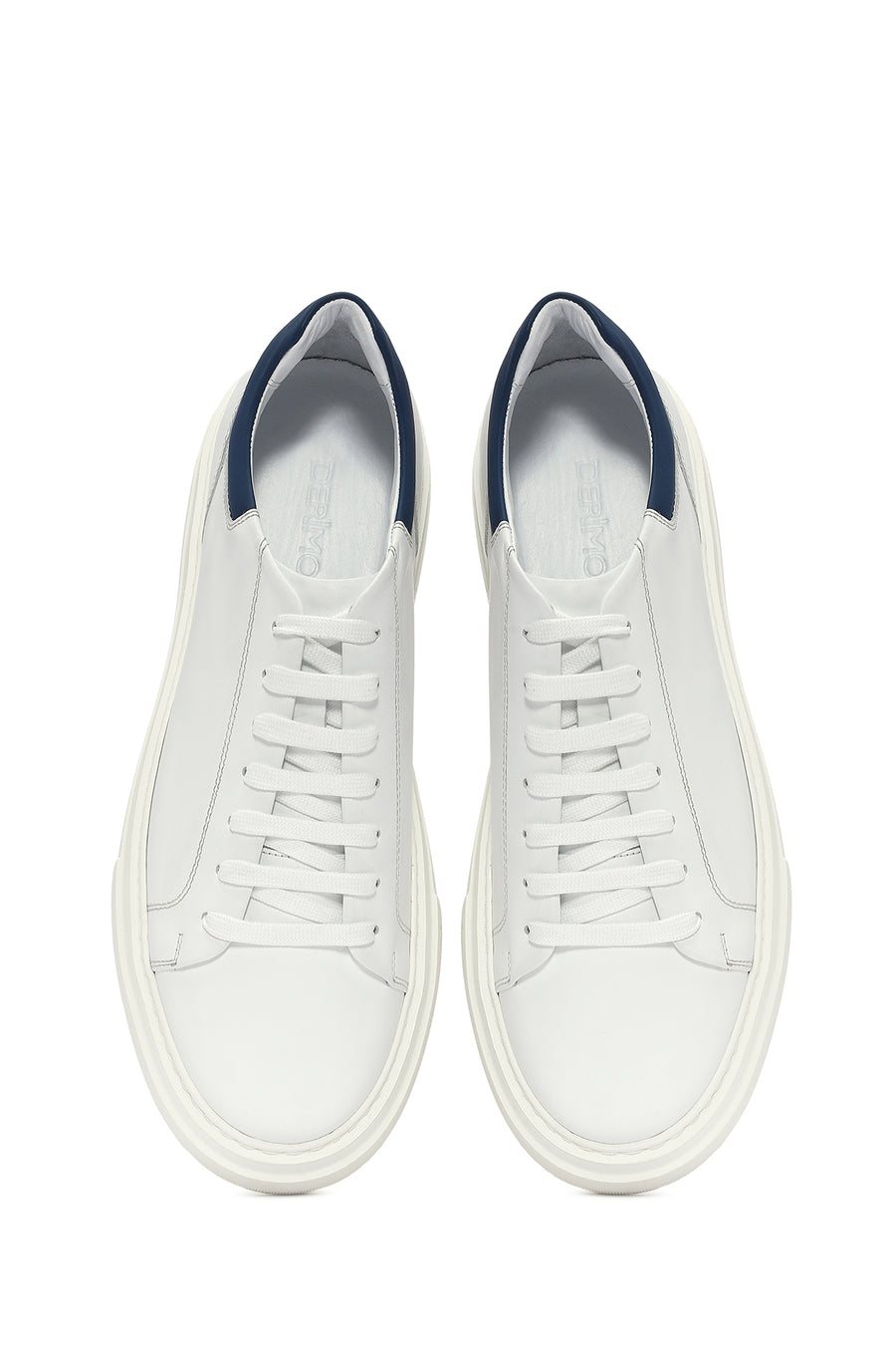 Erkek Beyaz Bağcıklı Deri Sneaker