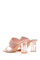 Women's Pink Transparent Heeled Slippers | Derimod