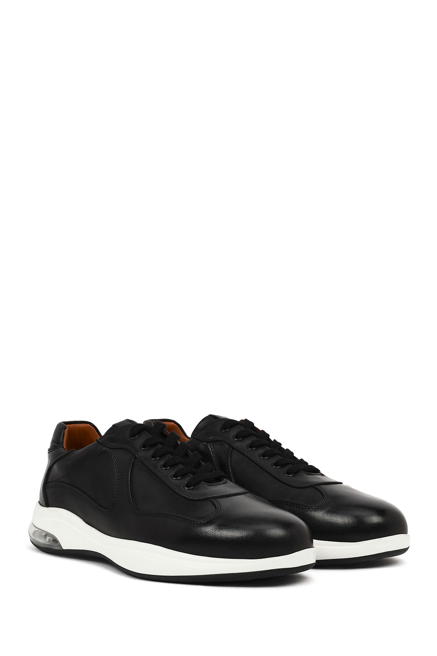Male Black Lace-up Leather Casual Sneaker