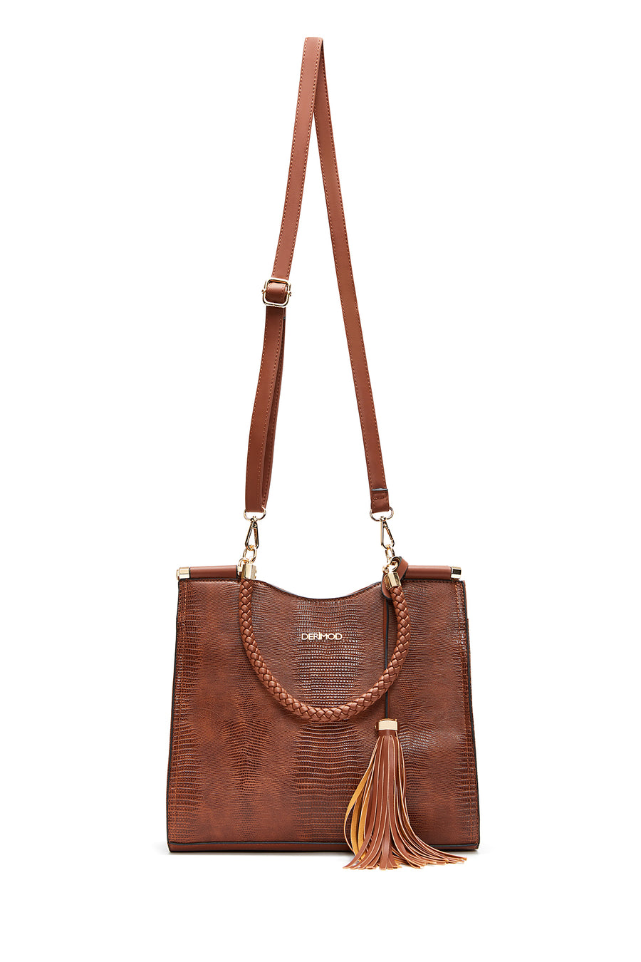 Women's Tan Snakeskin Patterned Shoulder Bag