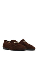 Women's Brown Buckled Suede Leather Loafer | Derimod
