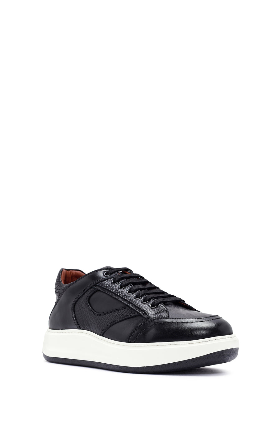 Men's Black Lace-up Leather Sneaker