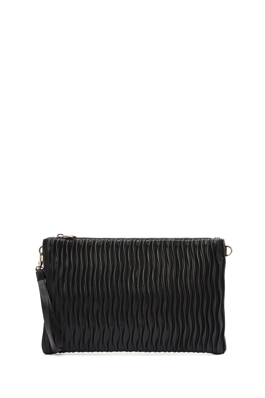 Women's Black Long Chain Strap Printed Clutch Bag