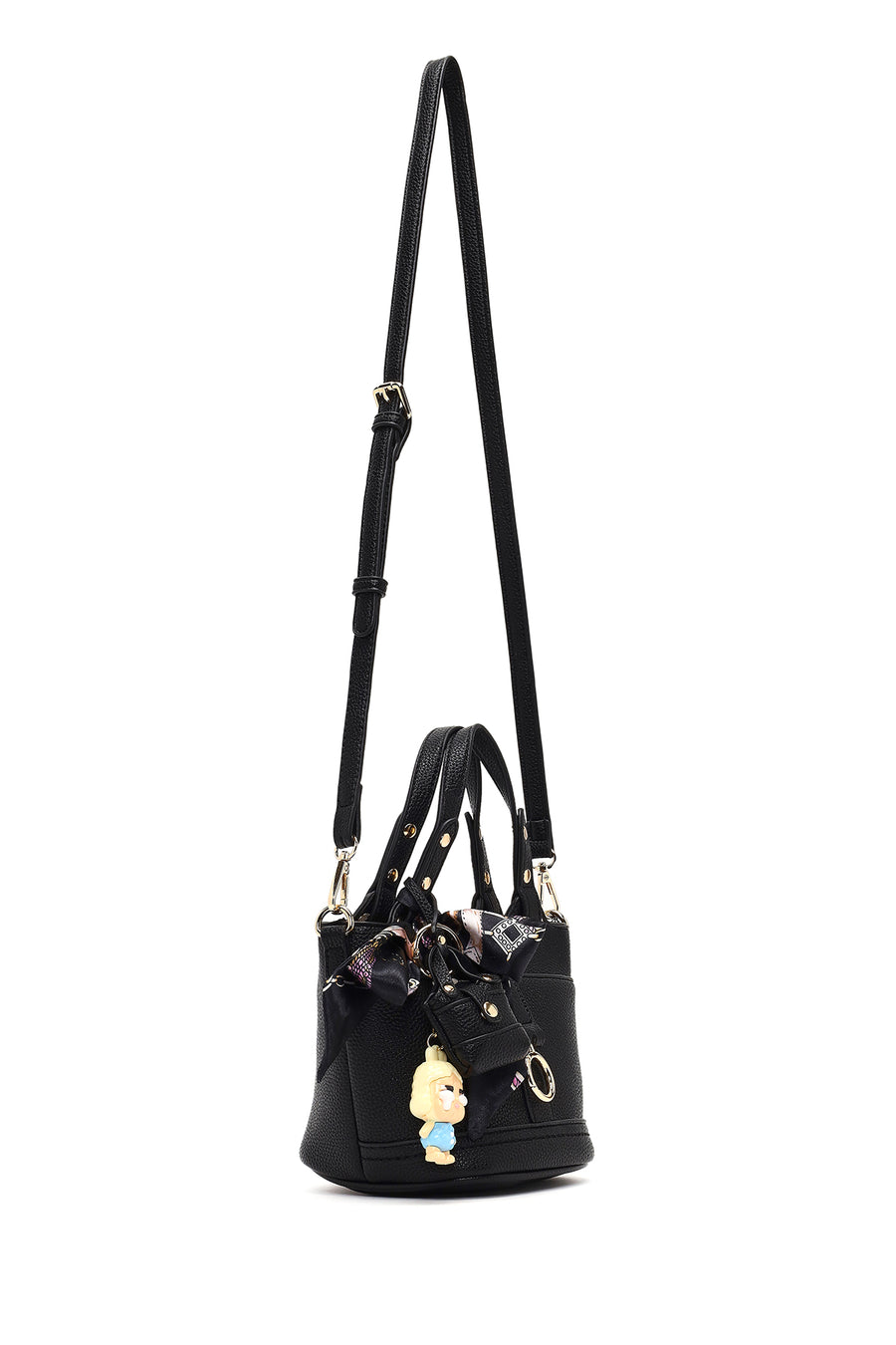Woman Black Long-Strap Mini Shoulder Bag