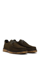 Male Khaki Lace-up Nubuck Leather Casual Shoes | Derimod
