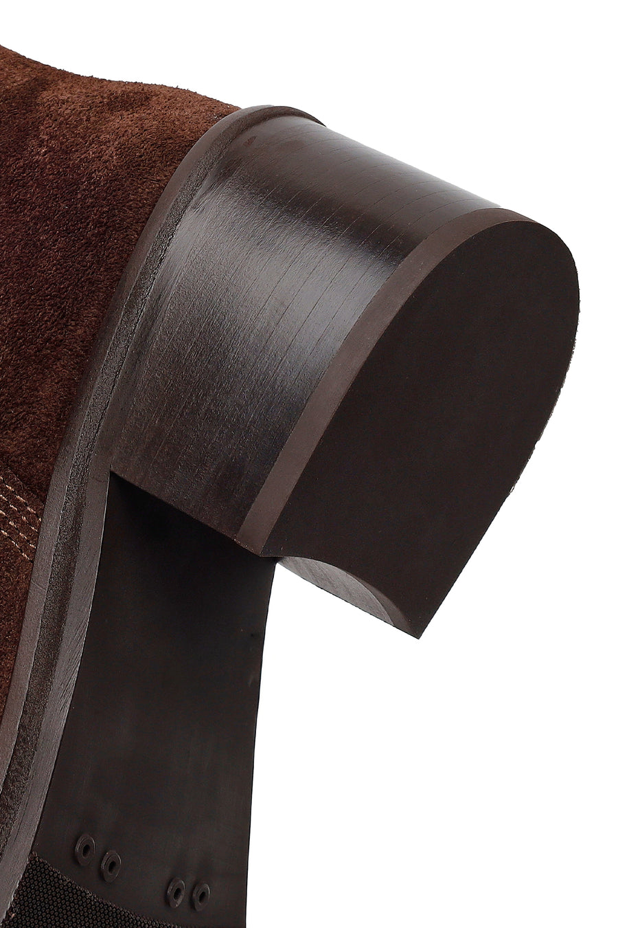 Woman Brown Zip Closure Chunky-Heeled Suede Leather Boots