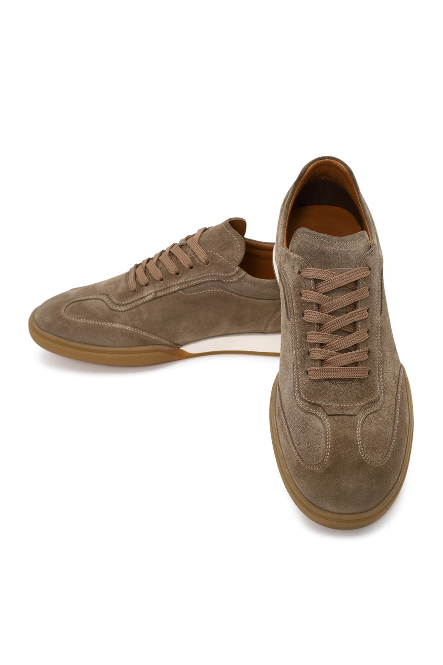 Erkek Bej Bağcıklı Süet Deri Sneaker