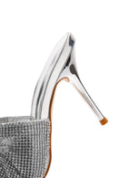 Women's Silver Stone Thin Heeled Slippers | Derimod