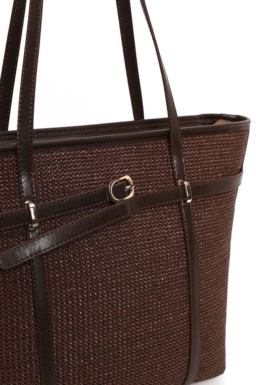 Woman Brown Straw Shoulder Bag