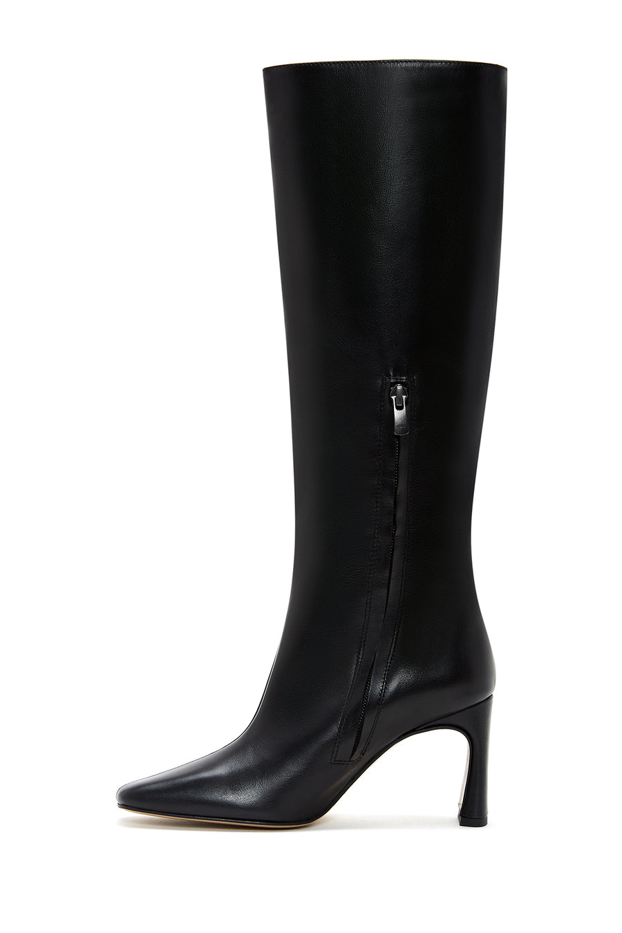 Women's Black Leather Heeled Boots