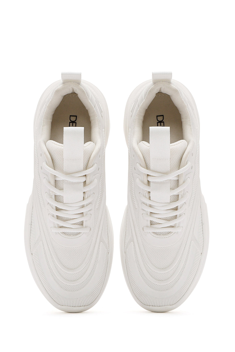 Women's White Lace-Up Thick Soled Sneaker