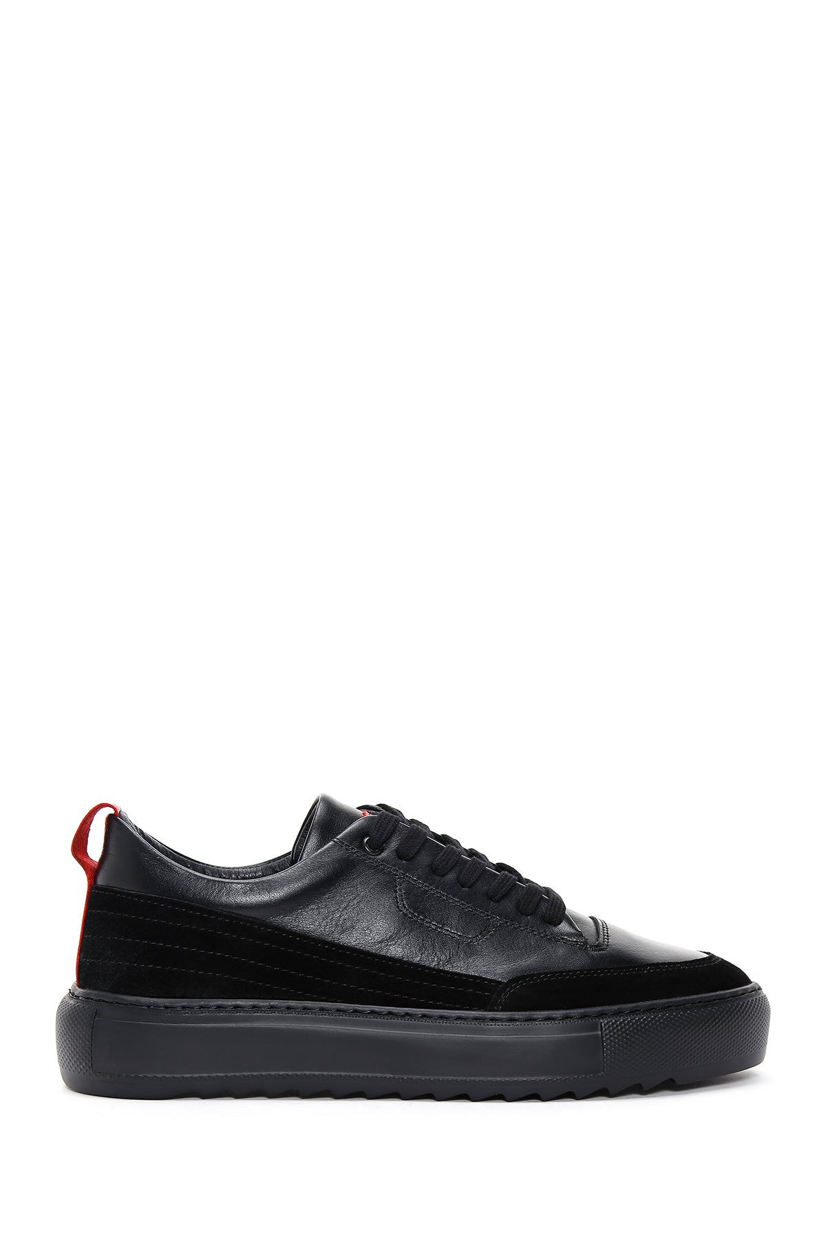 Men's Black Leather Thick Soled Sneaker 23SFD632914 | Derimod