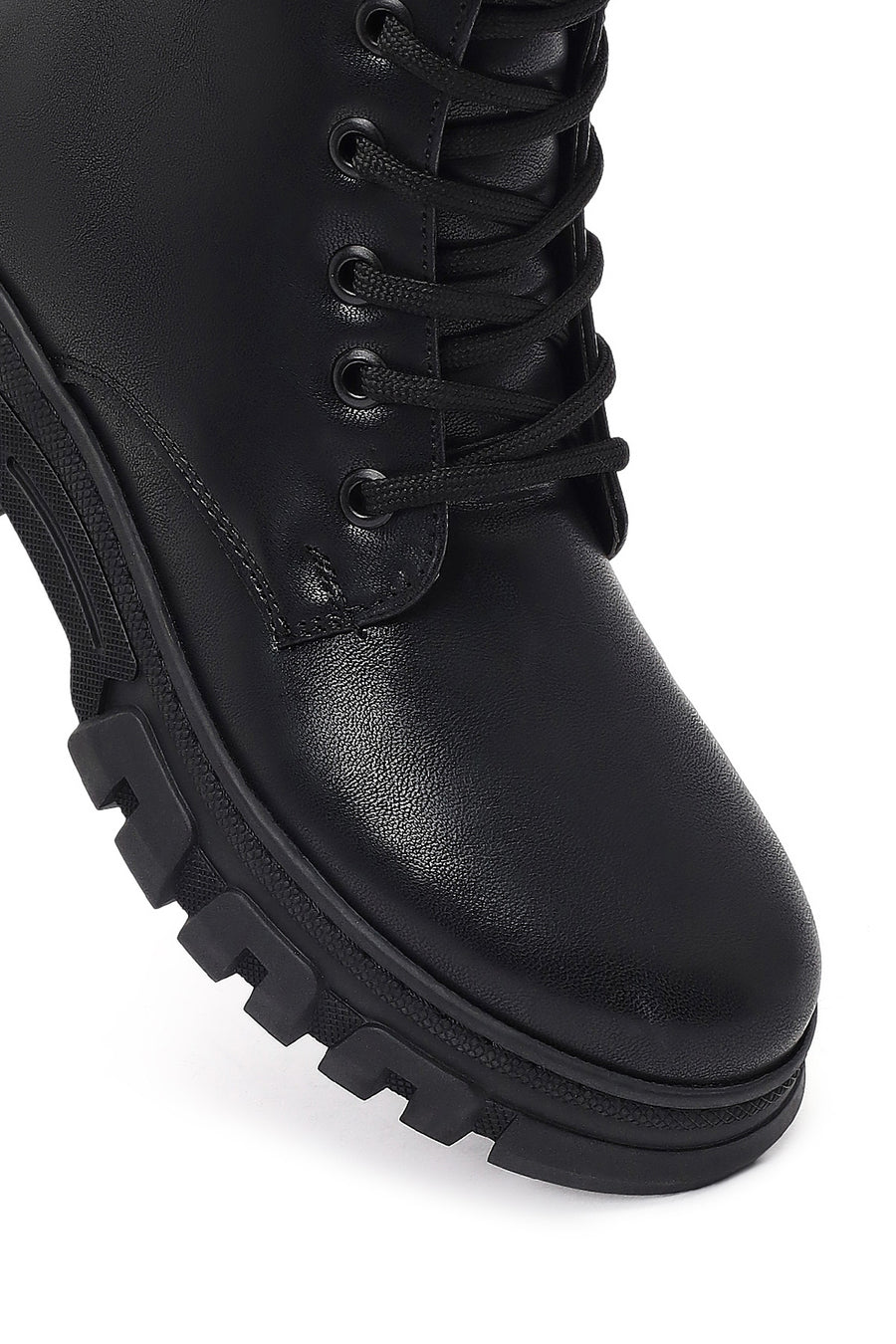 Woman Black Zippered Combat Boots