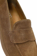 Women's Tan Suede Leather Loafer | Derimod