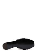 Women's Black Leather Slippers | Derimod