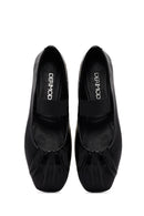 Women's Black Striped Patent Leather Ballerinas | Derimod