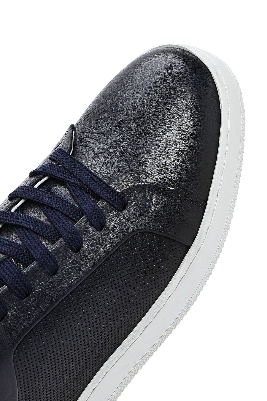 Men's Navy Blue Lace-Up Leather Sneaker