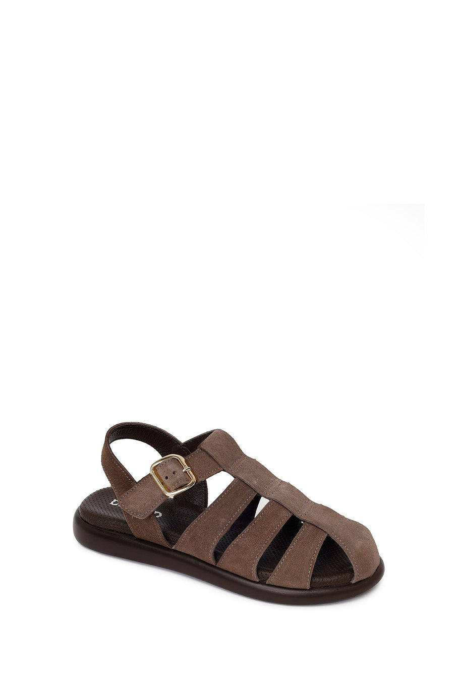 Woman Mink Ankle-Buckle Suede Leather Sandals