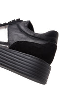 Women's Black Leather Thick Soled Sneaker | Derimod