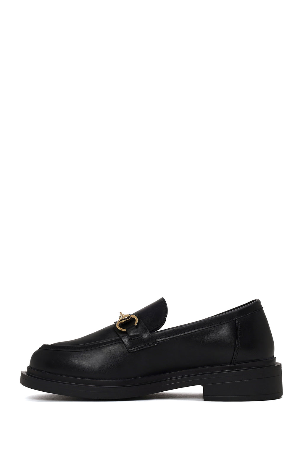 Kadın Siyah Tokalı Maskülen Loafer