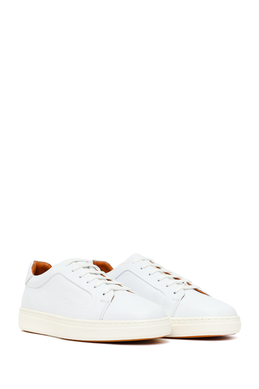 Male White Lace-Up Leather Sneaker