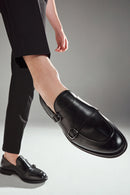 Erkek Siyah Çift Tokalı Deri Casual Loafer | Derimod