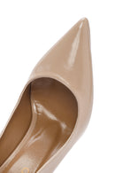 Women's Beige Thin Heels Patent Leather Stiletto | Derimod