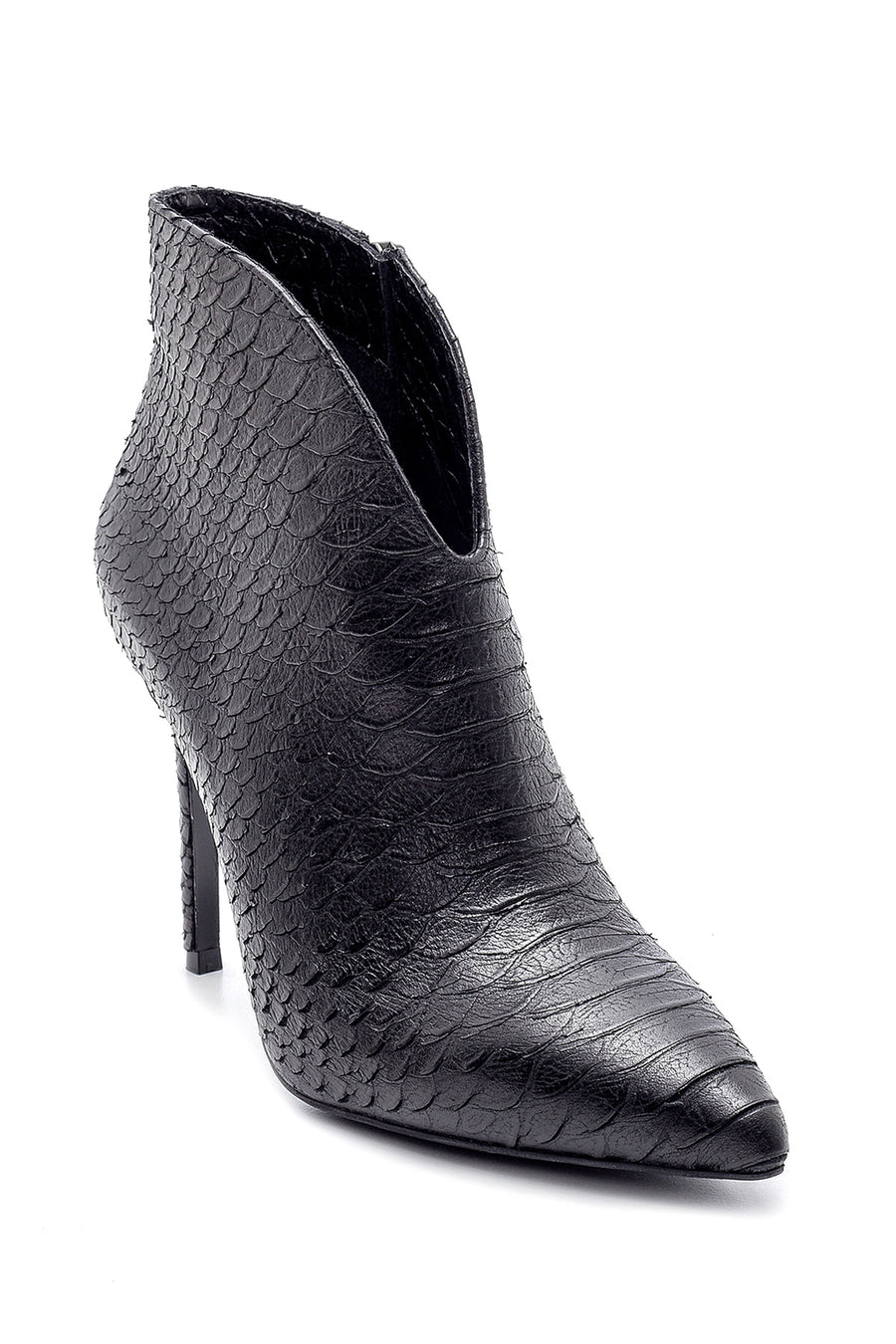 Women's Leather Snakeskin Patterned Bootie