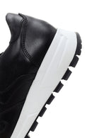 Women's Black Thick Soled Leather Sneaker | Derimod