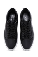 Male Black Lace-Up Thick-Soled Leather Sneaker | Derimod