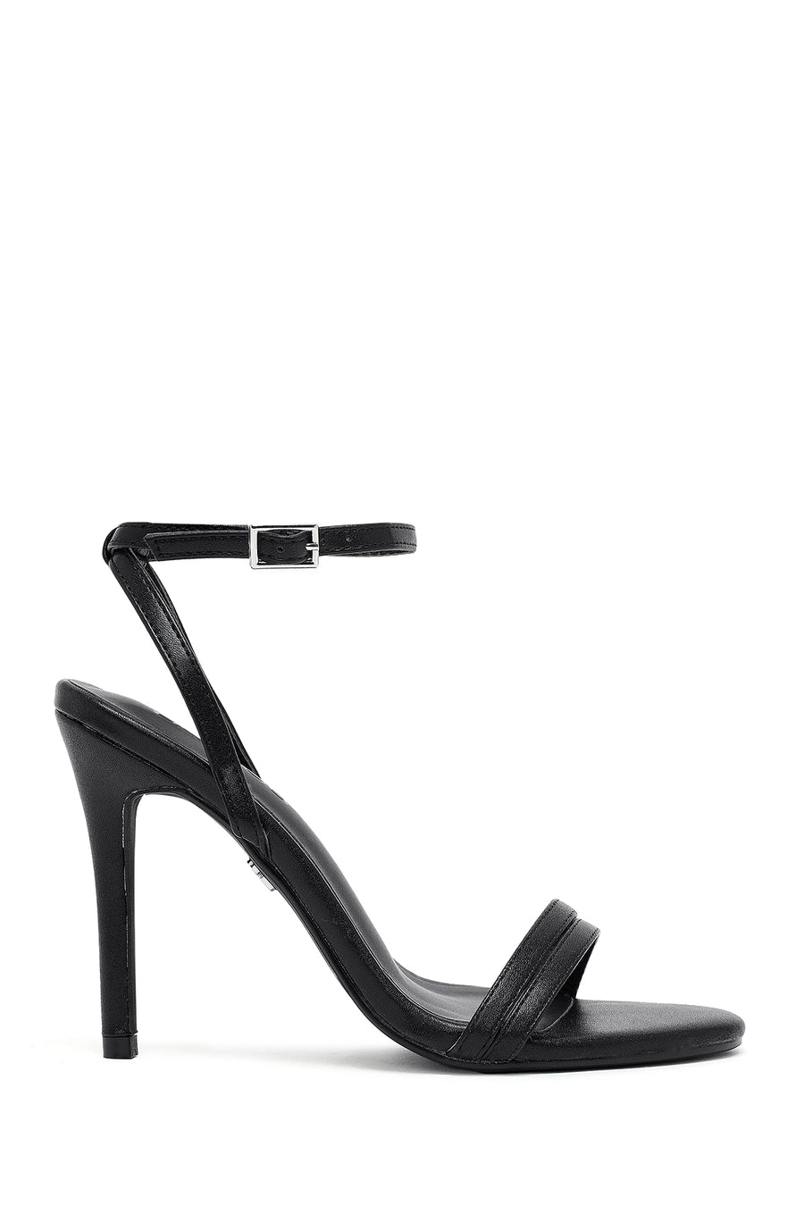 Women's Black Ankle Strap Metallic High Thin Heel Sandals 25SFE491532 | Derimod