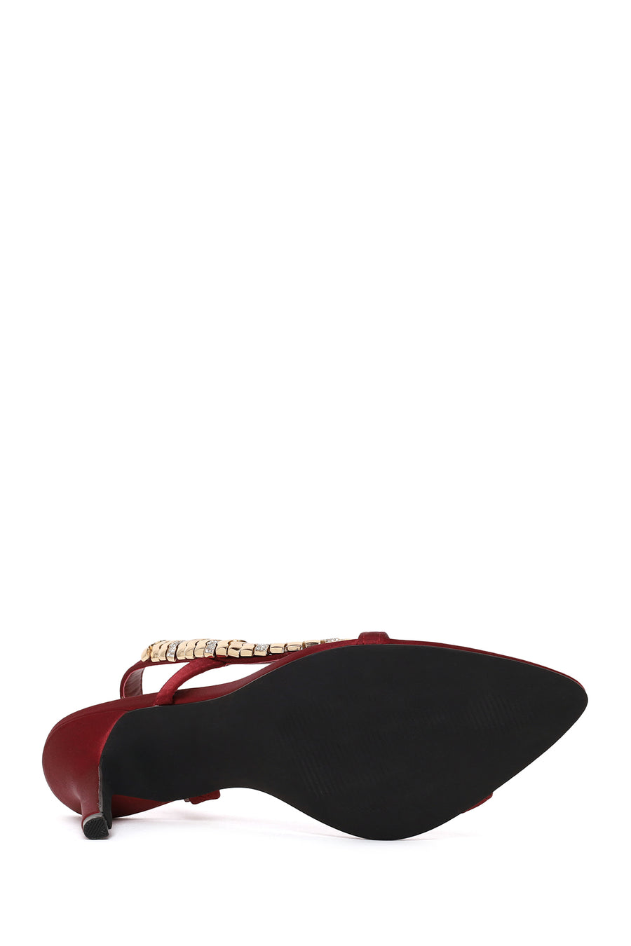 Woman Burgundy Embellished High Stiletto-Heel Sandal