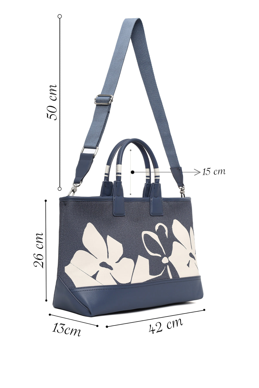 Woman Blue Long Strap Printed Shoulder Bag