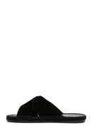 Men's Black Suede Leather Slippers | Derimod