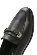Women's Black Buckled Leather Masculine Loafer | Derimod