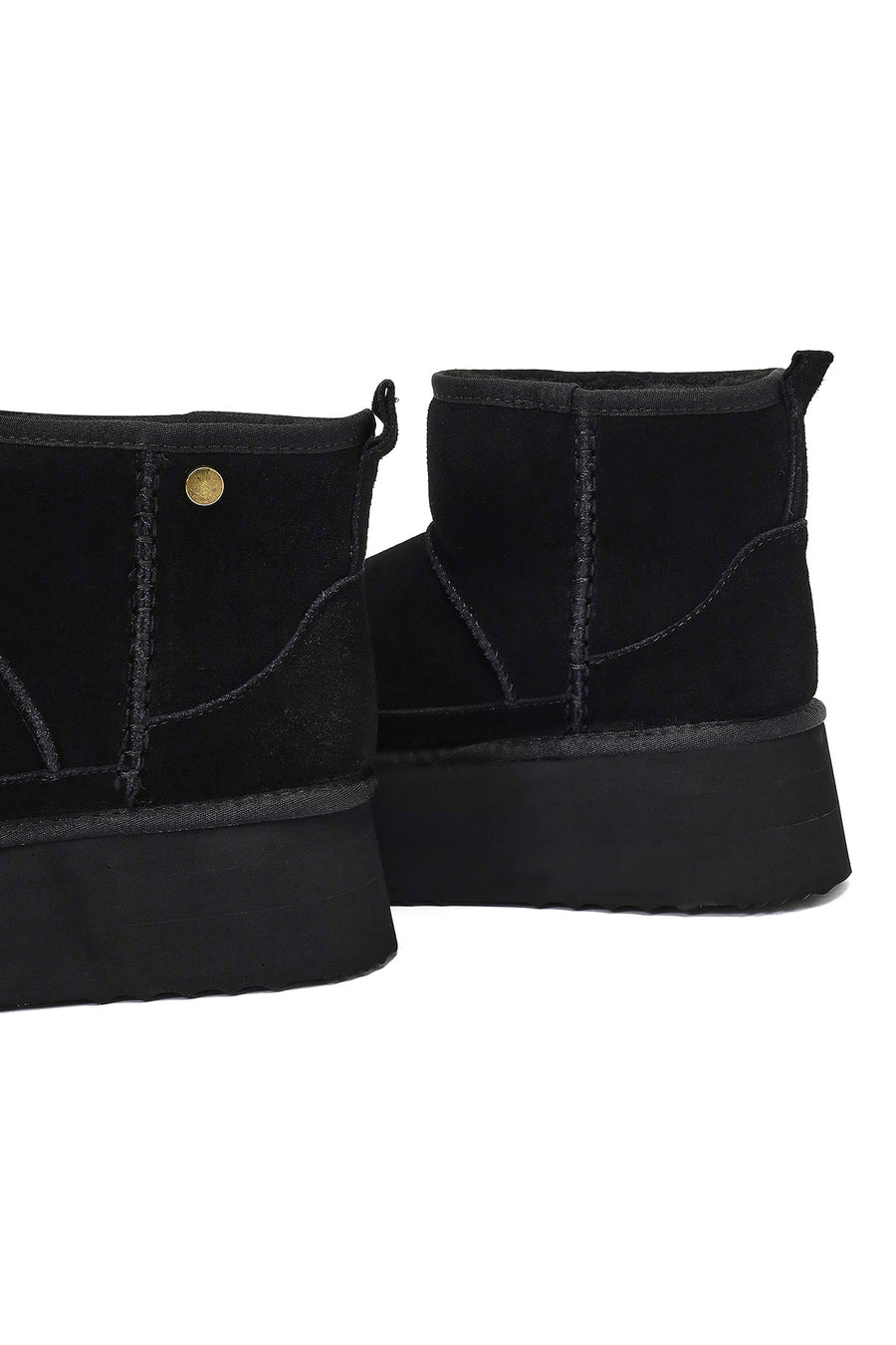 Woman Black Thick-Soled Suede Teddy Boots