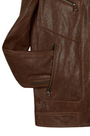 Luka Male Brown Slim-Fit Leather Jacket | Derimod