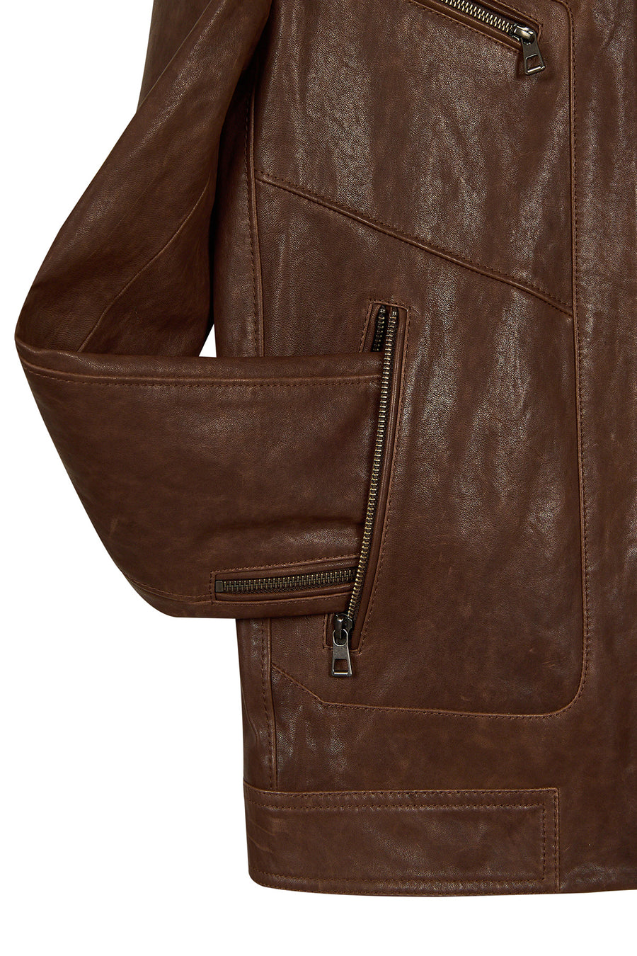 Luka Male Brown Slim-Fit Leather Jacket