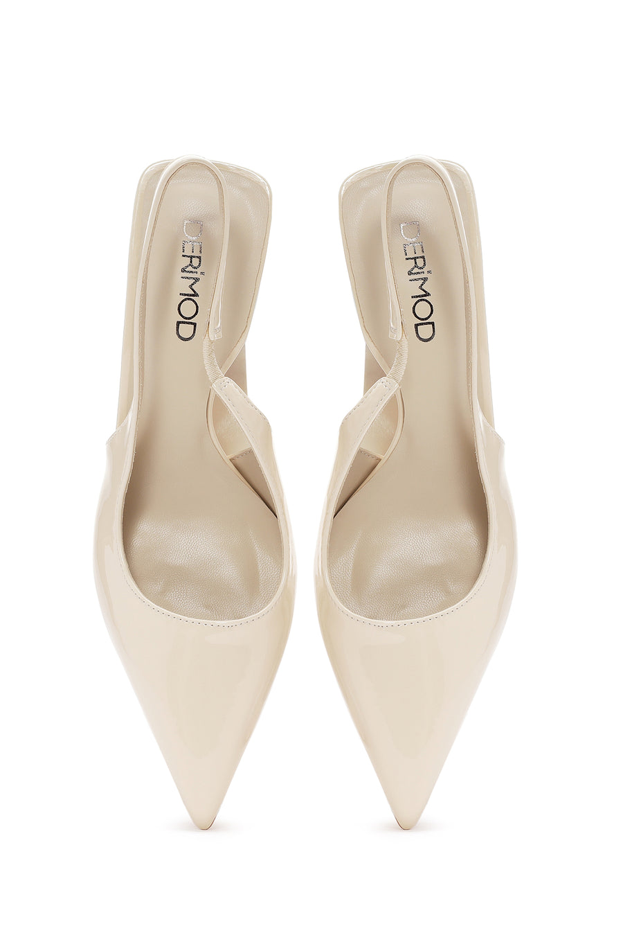 Women's Cream Open Back Thin Heeled Shoes