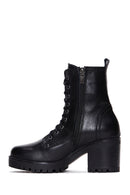 Women's Black Leather Heeled Boots | Derimod