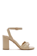 Women's Beige Ankle Strap Heeled Sandals | Derimod