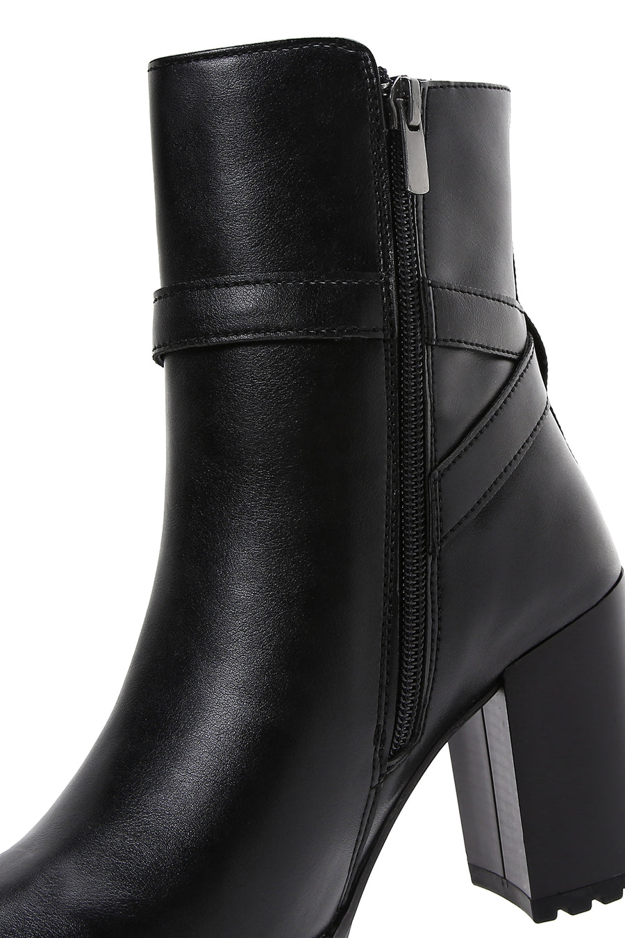 Women's Black Buckle Heeled Boots
