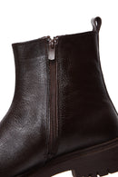 Men's Brown Zippered Leather Casual Boots | Derimod