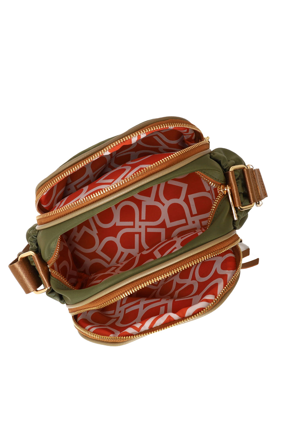 Woman Khaki Fabric Crossbody Bag