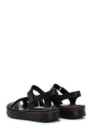 Women's Black Ankle Strap Leather Comfort Sandals | Derimod