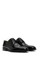 Men's Black Laced Patent Leather Classic Shoes | Derimod