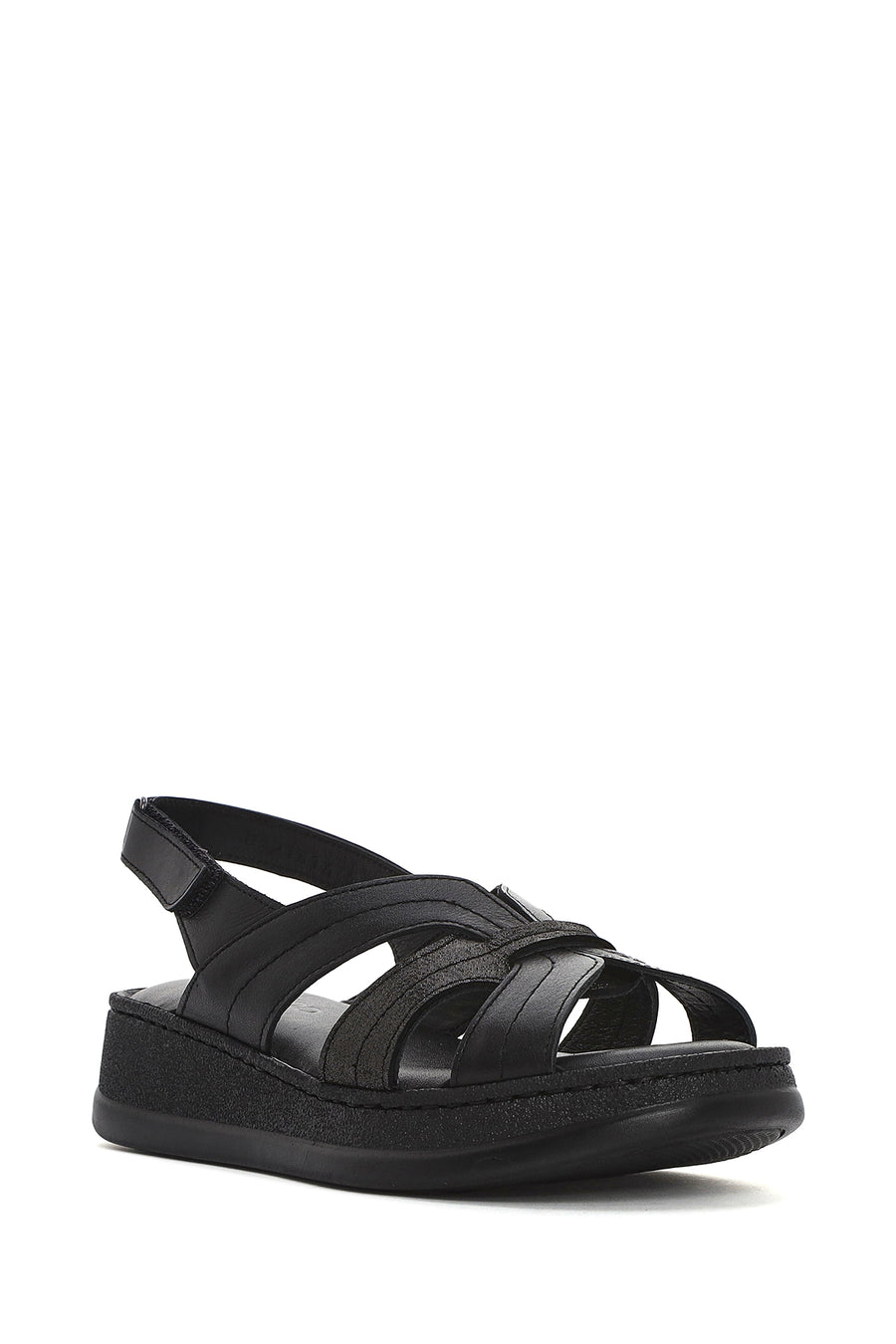 
Women's Black Thick Sole Leather Comfort Sandal

