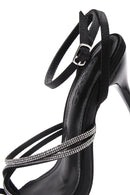 Women's Black Ankle Strap Stone Heeled Sandals | Derimod