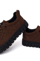 Male Brown Lace-up Thick-soled Nubuck Leather Sneaker | Derimod